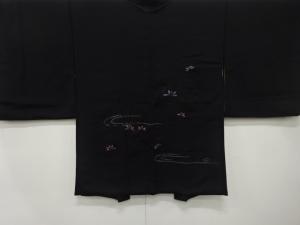 流水に花模様　刺繍　絵羽織